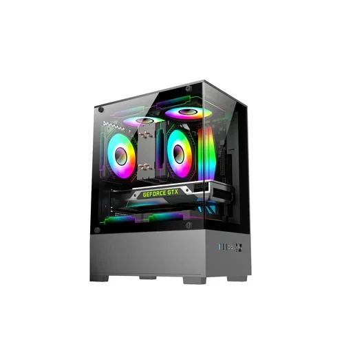 Aptech CS40 With 3 ARGB Fans Desktop Gaming Case-Black